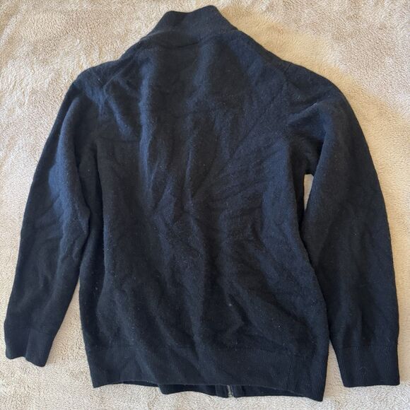 Lacoste 100% Wool Full Zip Cardigan Mock Collar Black XL - Picture 6 of 7